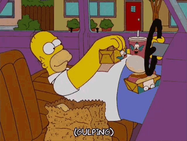 Homer Simpson Eating GIF - Homer Simpson Eating Driving GIFs