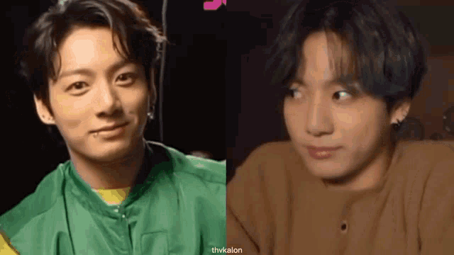 a close up of a person 's face and another close up of a person 's face