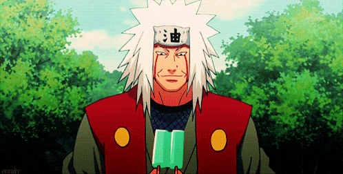 a cartoon of a man with white hair and a hat with chinese characters on it