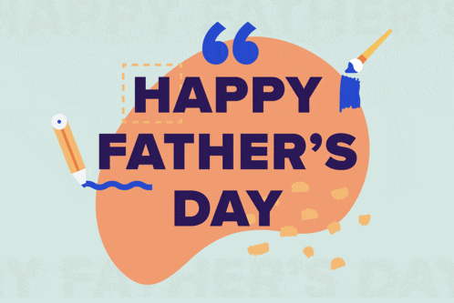 a poster that says happy father 's day with a brush and pencil