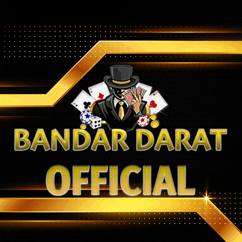 a banner that says bandar barat official with a man in a top hat holding playing cards