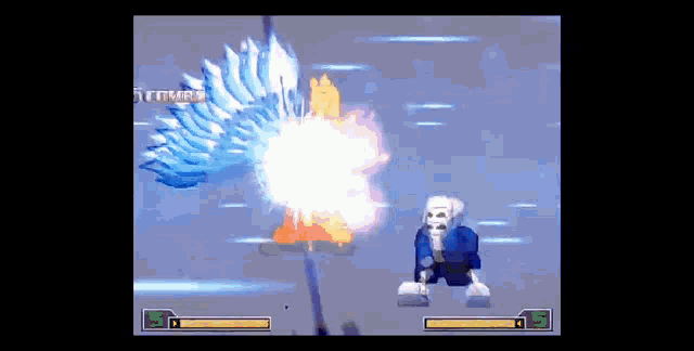 a video game screen shows a skeleton fighting another skeleton in a 6 combo battle .
