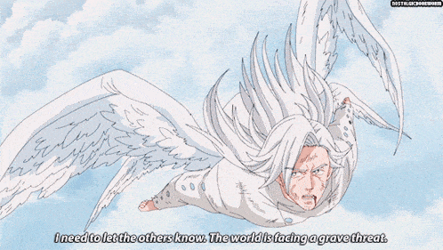 a blue sky with white clouds and the words i need to let the others know the world is fading a grave threat