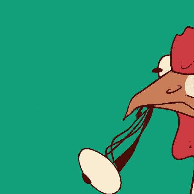 a drawing of a rooster with a broken eye