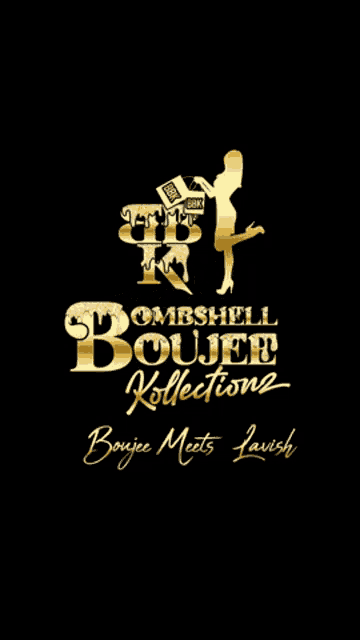 a gold and black logo for bombshell boujee kollektionz