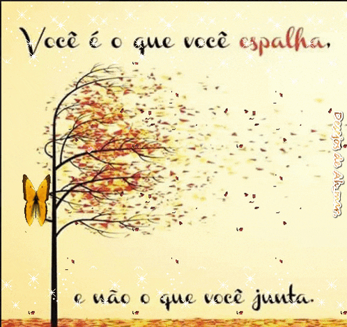 a butterfly is perched on a tree with the words você e o que você espalha