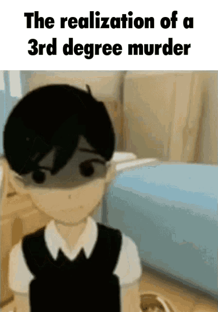 the realization of a 3rd degree murder is shown on a cartoon character