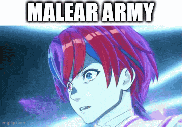 a picture of a boy with red hair and the words malear army above him