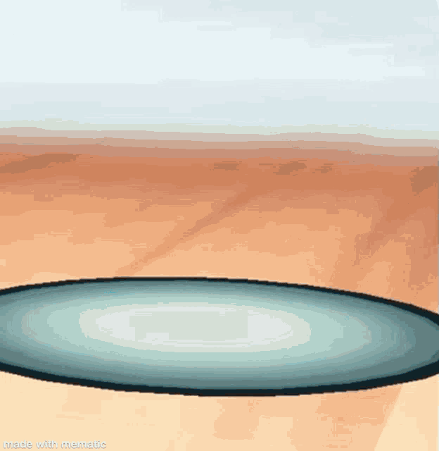 a cartoon drawing of a circle on a wooden floor with the words made with mematic at the bottom