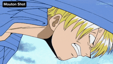 a cartoon of a man with the words mouton shot on the top
