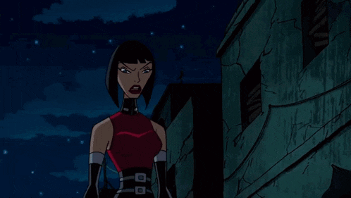 a cartoon character is flying through the air in front of a building at night .