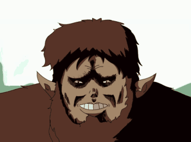 a cartoon drawing of a werewolf with a beard