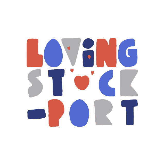 a sign that says " loving stock port " with hearts around it