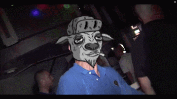 a cartoon of a goat wearing a hat and smoking a cigar