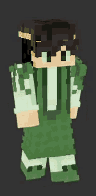 a minecraft character is wearing a green and white striped outfit