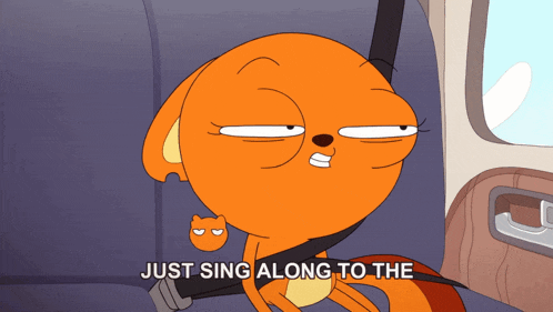 a cartoon of a dog singing along to the song just sing along to the