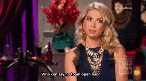 a woman says who can say no to an open bar on bravo tv