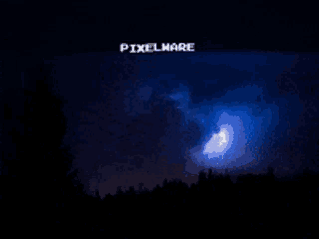 a dark blue sky with pixelware written on it