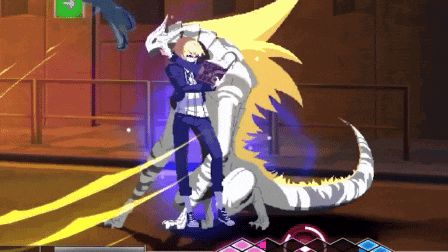a pixel art drawing of a man being attacked by a white monster