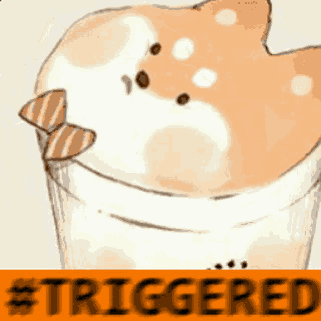 a drawing of a hamster in a cup with the word triggered below it