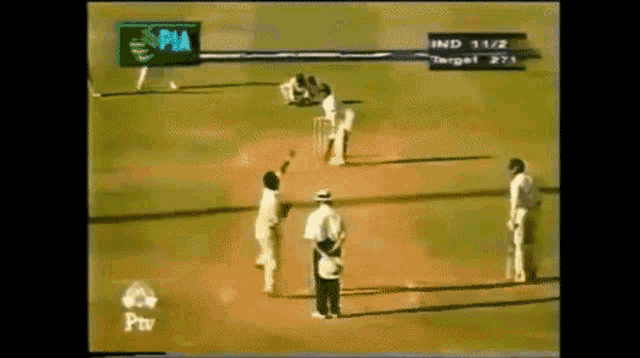 a cricket match between india and pakistan is being shown on a tv screen