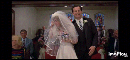a bride and groom are walking down the aisle of a church with a caption that says imgplay