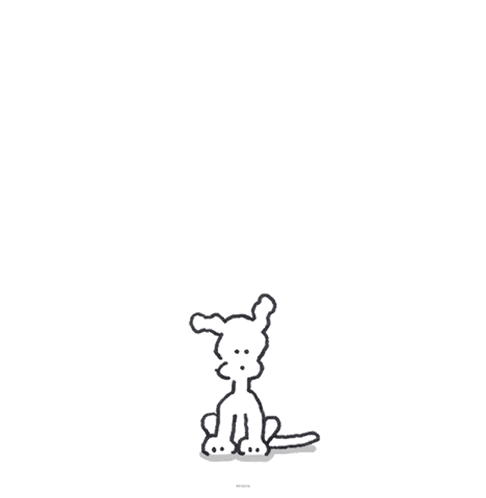 a drawing of a dog with a red heart above him