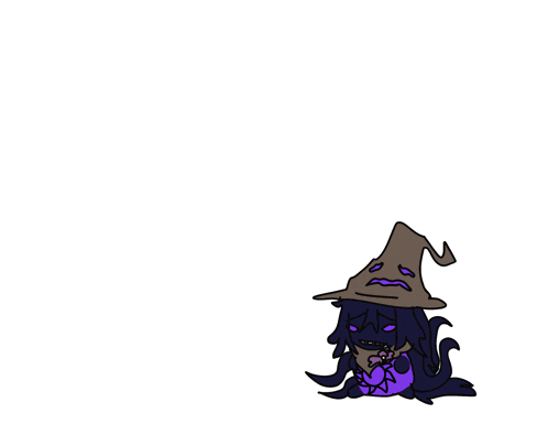 a cartoon drawing of a witch with a sad face