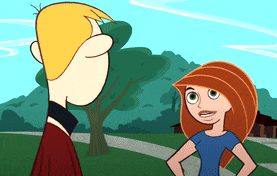 a man and a woman are standing next to each other in a cartoon