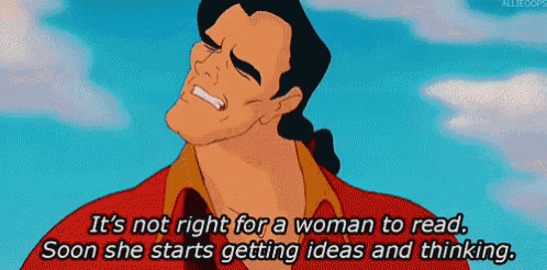 a cartoon of a man saying it 's not right for a woman to read