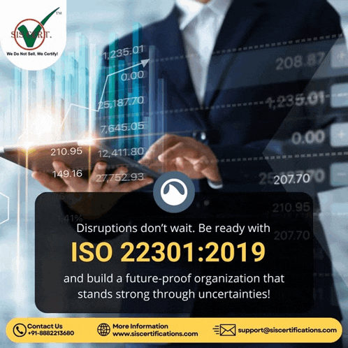 a poster that says disruptions don 't wait be ready with iso 2301 : 2019