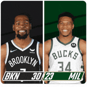 Brooklyn Nets (30) Vs. Milwaukee Bucks (23) First-second Period Break GIF - Nba Basketball Nba 2021 GIFs