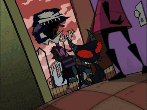 a cartoon drawing of a person being attacked by a demon