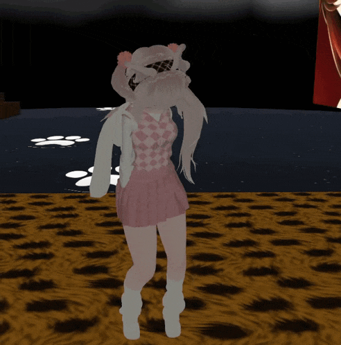 a computer generated image of a girl wearing a pink dress