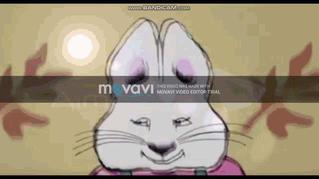 a cartoon of a white rabbit with a pink shirt and overalls is being displayed on a bandcam.com screen