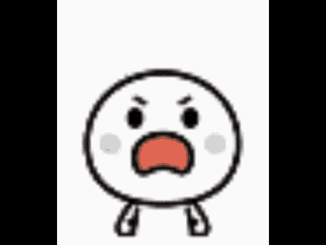 a cartoon face with a surprised look on its face and chinese writing .