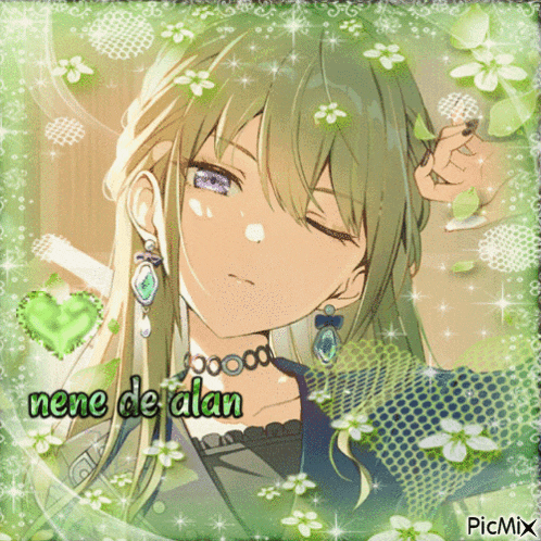 a picture of a girl with the name nene de alan written on it