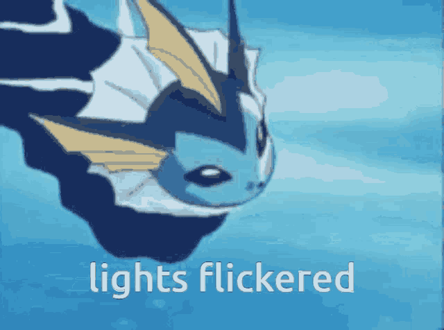 a cartoon of a fish with the words lights flickered below it