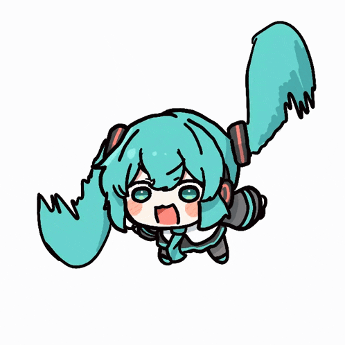 a drawing of hatsune miku with a surprised expression on her face
