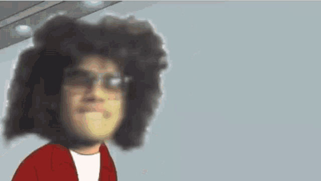a cartoon of a man with curly hair and glasses saying shut up