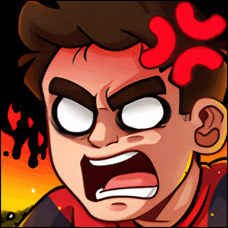 a cartoon of an angry man with a red x on his head