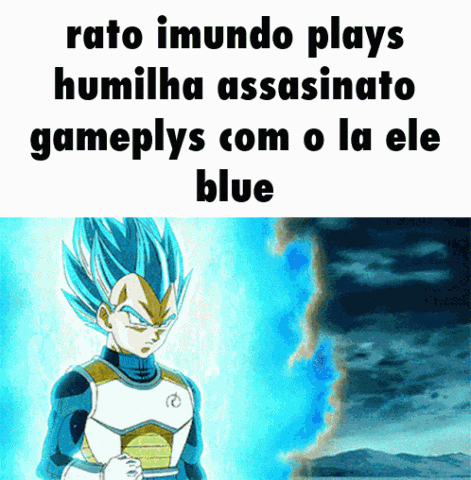 a picture of a man with blue hair and the words rato imudo plays humiliha assassinato gameplys com o la ele blue