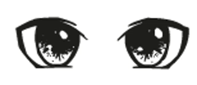 a black and white drawing of a person 's eyes on a white background .