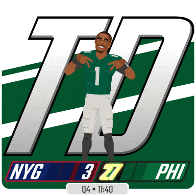 a cartoon drawing of a football player with nyg 3 27 phi written on the bottom