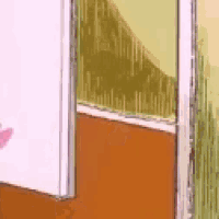 a close up of a door with a painting on the wall .