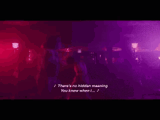 a purple and pink background with the words " there 's no hidden meaning you know when i ... "