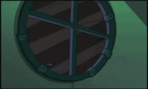 a cartoon character is looking out of a window and the caption says hi baby