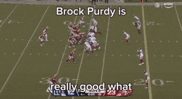 brock purdy is really good what is being displayed on a football field