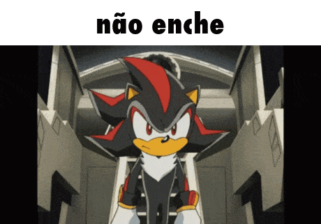 a picture of shadow the hedgehog with a caption that says " não enche "
