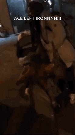 a blurry picture of a person walking down a street at night with the caption `` ace left ironnn ! ''